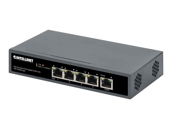 INTELLINET 4-Port Gigabit+1GE (PD) High PoE Switch