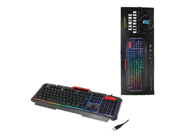TYPHOON Keyboard, wired, LED, w/ phone mount, black