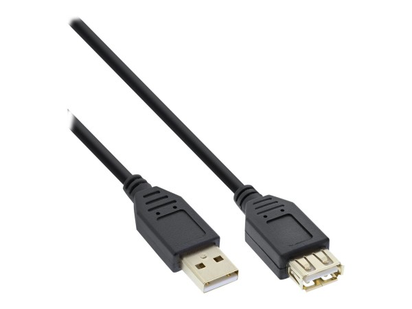 INLINE USB 2.0 Verlängerung, Stecker / Buchse, Typ A, schwarz, Kontakte gold, 1,5m