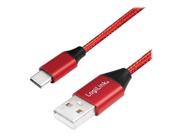LOGILINK USB 2.0 Kabel zu USB-C Stecker, rot, 0,3m