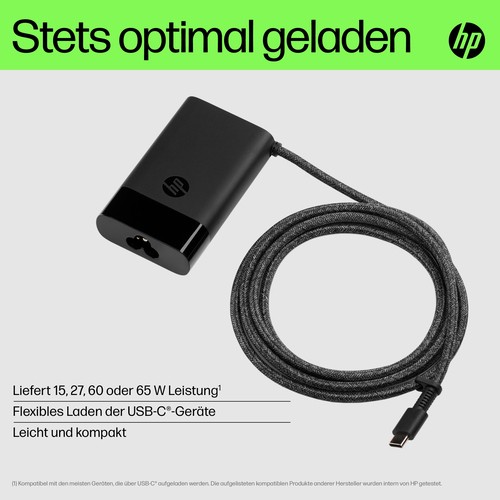 HP USB-C 65W Laptop Charger EURO Notebook Netzteil Ladekabel 65 Watt