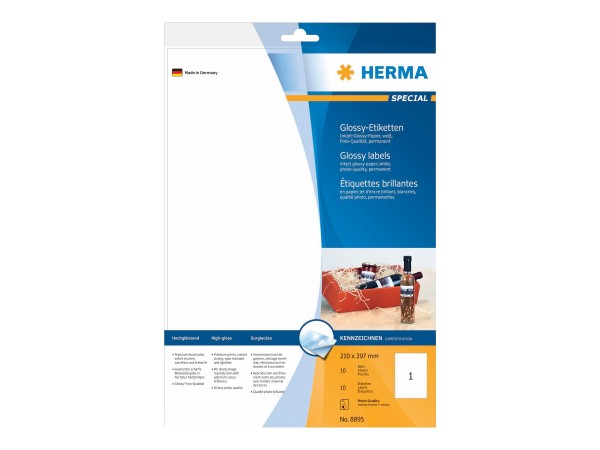 HERMA Inkjet-Etik. A4 weiß 210x297 mm Papier glänzend 10 St.