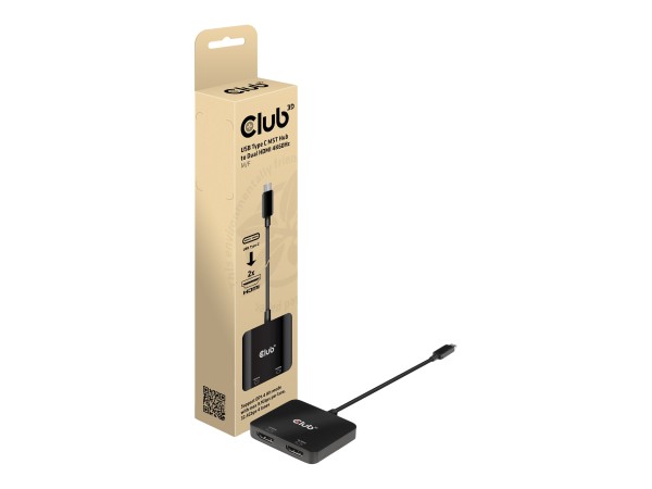 CLUB3D USB-Hub USB 3.2 Typ C > 2x HDMI 2.0 4K60Hz St/Bu retail