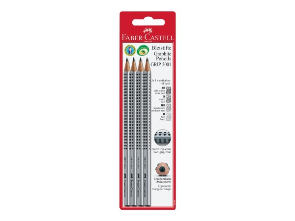 FABER CASTELL Bleistift Grip 2001 (H HB B 2B) BK
