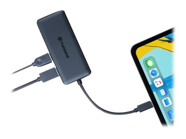 TRANSCEND TS-HUB5C USB 2.0-Hub mit eingebautem SD-Kartenleser, mit USB-C Stecker, mit Schnellla