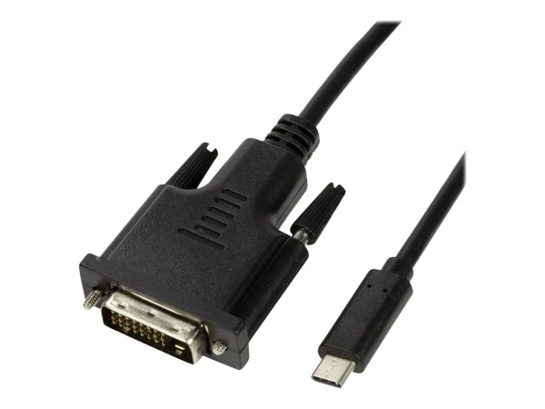 LOGILINK USB / DVI Anschlusskabel [1x USB 2.0 Stecker C - 1x DVI-Stecker 24+1pol.] 3.0 m Schwar