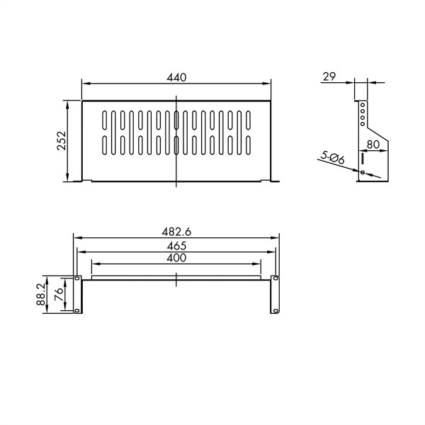 VALUE 26990405 19 Zoll Einschub 2 HE Schwarz