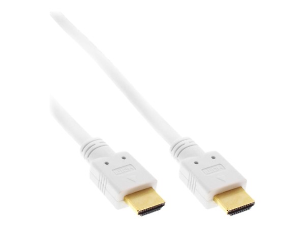 INLINE ® HDMI Kabel, HDMI-High Speed mit Ethernet, Premium, Stecker / Stecker, weiß / gold, 5m