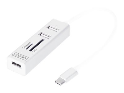 DIGITUS USB 2.0 Typ C HUB mit Kartenleser 3x USB 2.0. 1x SD 1x MicroSD Port Aluminium Gehäuse