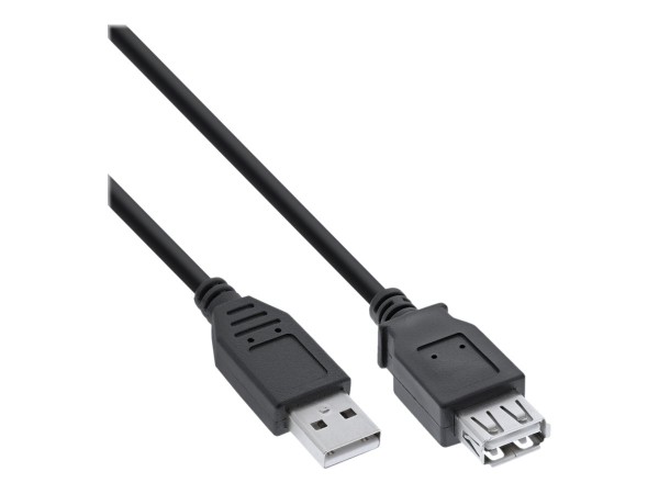 INLINE USB 2.0 Verlängerung, Stecker / Buchse, Typ A, schwarz, 2m