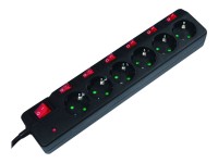 LOGILINK Steckdosenleiste 6-fach 1,5M mit 6 Schalter schwarz