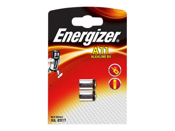 ENERGIZER Alkaline battery A11 6V 2-blister - Energizer alkaline battery, model A11, 6 Volt. 2 Batte