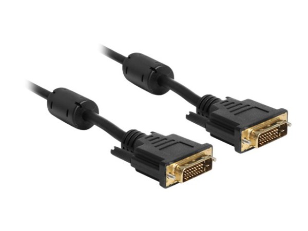 Kabel DELOCK 24+1 DVI-D-St.>St. 3,0m Goldk. u. 2 Ferrit [bk]