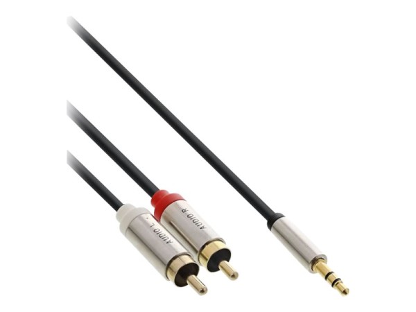 INLINE Slim Audio Cinch Klinke Kabel 3.5mm Stecker an 2x Cinch Stecker 5m