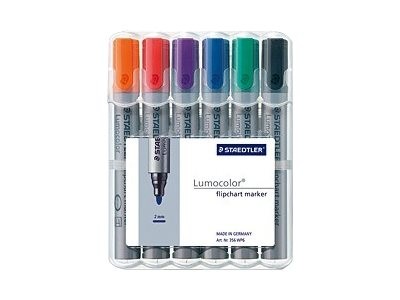STAEDTLER Lumocolor Flipchart-Marker 356, 6er Etui Strichstärke: 2,0 mm, Rundspitze, nachfüllbar, DR