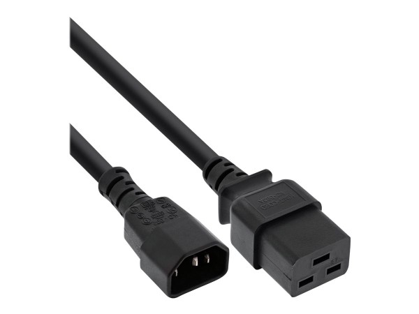 INLINE ® Netz Adapterkabel, IEC-60320 C14 auf C19, 3x1,5mm², max. 10A, schwarz, 2m