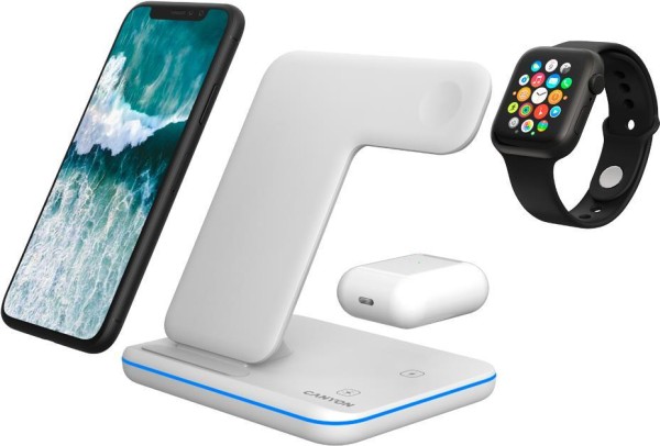 CANYON Ladegerät Wireless Dock 3in1 QI für Apple 15W white retail