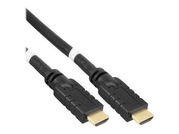 INLINE ® HDMI Kabel, HDMI-High Speed mit Ethernet, Stecker / Stecker, aktiv, schwarz / gold, 40m