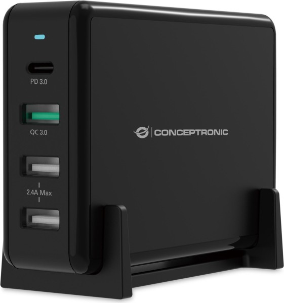 CONCEPTRONIC Ladegerät 4Port 65W,1xUSB-C/3xUSB-A PD Desktop