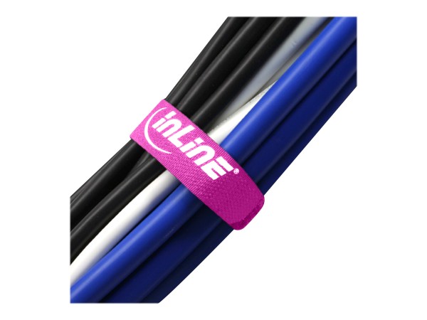 INTOS ELECTRONIC InLine® Klettschlaufen 20x200mm, 10er, pink