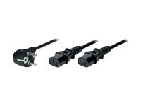 HERWECK Helos - Netz-Splitter - CEE 7/7 gewinkelt bis IEC 60320 C13 gerade - 250 V - 10 A - 2 m - Sc