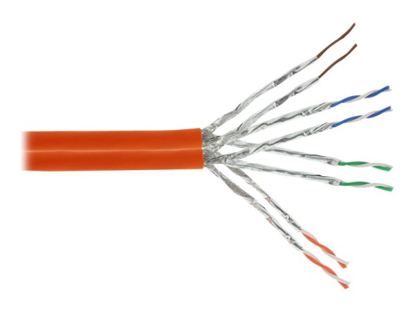 INLINE Duplex Verlegekabel Cat.7a S/FTP PiMF 2x 4x2x0.58 AWG23 1200MHz halogenfrei orange 50m