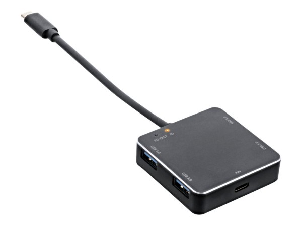 INTOS ELECTRONIC InLine® USB 3.1 Hub, USB Typ C zu 4 Port Typ A mit PD bis 60W, Aluminiumgehäuse, sc