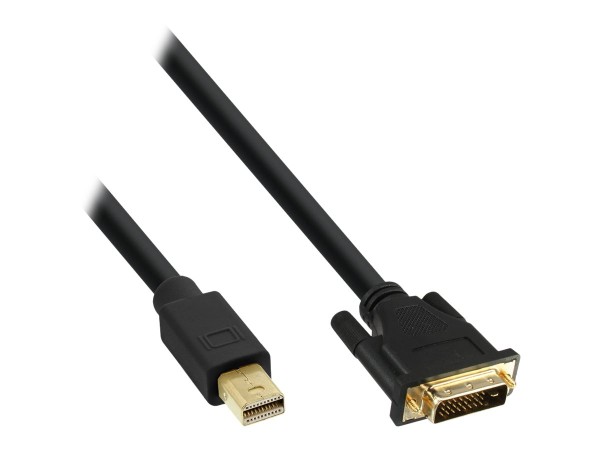 INLINE Mini DisplayPort zu DVI Kabel, Mini DisplayPort Stecker auf DVI-D 24+1 Stecker, schwarz/gold