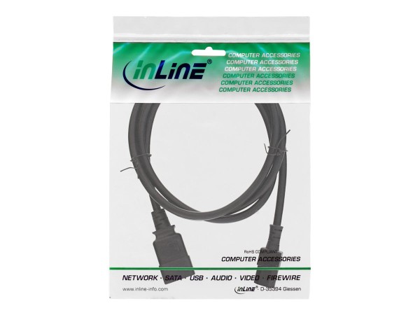 INLINE ® Netz Adapterkabel, IEC-60320 C20 auf C13, 3x1,5mm², max. 10A, schwarz, 1m