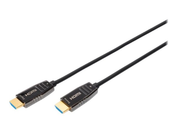 DIGITUS HDMI AOC Hybrid-Glasfaser Anschlusskabel Typ A M/M 20m UHD 8K60Hz CE gold bl