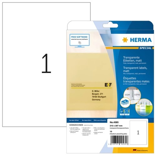 HERMA Etik. transparent A4 matt 210 x 297 mm wfest 10 St.