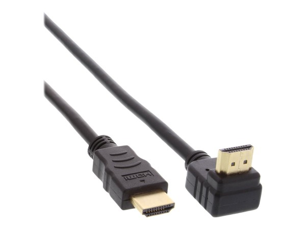 INLINE HDMI Kabel gewinkelt HDMI-High Speed mit Ethernet Stecker / verg. Kontakte schwarz 0,3m