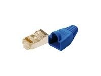 LOGILINK MP0014 Modularstecker CAT5e mit Knickschutzhülle blau 100 Stück Modularstecker mit Knicksch