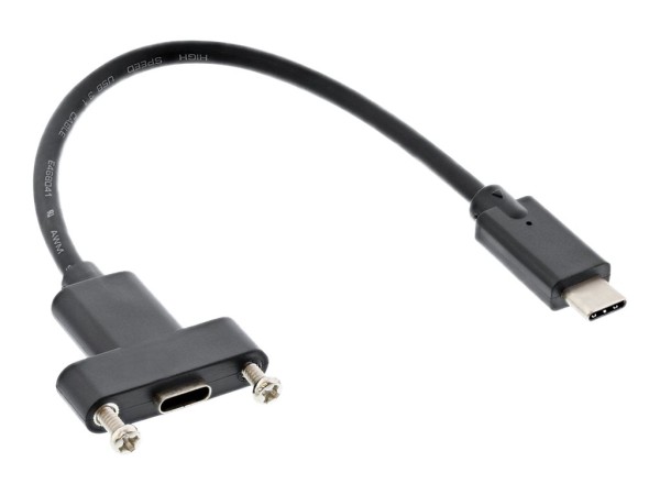 InLine® USB 3.1 Adapterkabel, Stecker C auf Einbaubuchse C, 0,2m