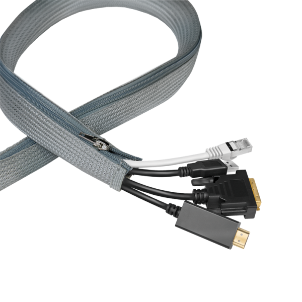 LOGILINK Cable sleeve with zipper, OD: 20 mm, 1m, grey